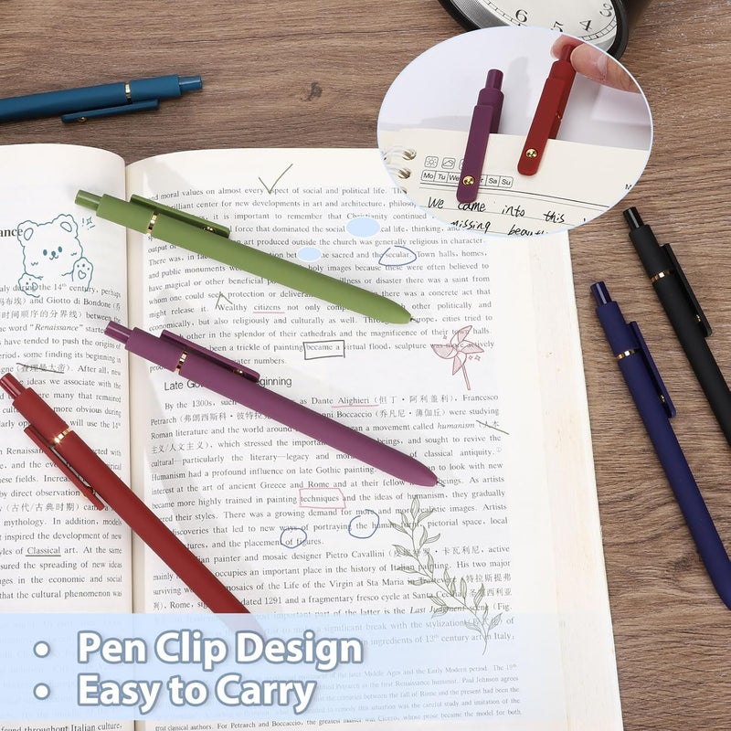 FIOVER Colored Pens, 12 Pack Colorful Gel Pens, Quick-Dry 0.7mm Medium Point for Journaling, Note Taking, Doodling, Aesthetic Office School Supplies, Gifts for Women Men(12PCS Vintage Colorful) - Image 5